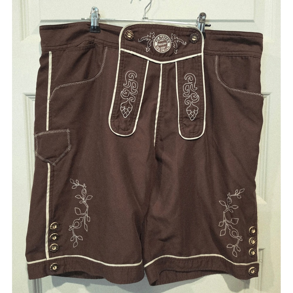 FC Bayern Munich Lederhosen Shorts Mens L Brown Oktoberfest Board Shorts